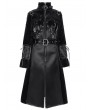 Devil Fashion Black Gothic Punk Zip Up Buckle Faux Leather Long Coat for Women