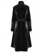 Devil Fashion Black Gothic Punk Zip Up Buckle Faux Leather Long Coat for Women