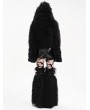 Devil Fashion Black Gothic Faux Fur Short Hooded Jacket for Women