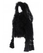 Devil Fashion Black Gothic Faux Fur Short Hooded Jacket for Women