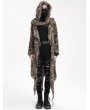 Devil Fashion Brown Gothic Distressed Irregular Loose Hooded Jacket for Women