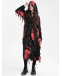 Devil Fashion Black and Red Gothic Distressed Irregular Ripped Jacket for Women