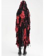 Devil Fashion Black and Red Gothic Distressed Irregular Ripped Jacket for Women