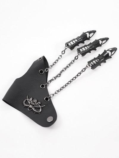 Devil Fashion Black Gothic Punk Synthetic Leather Claw Party Finger Gloves for Women