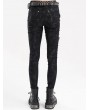 Devil Fashion Black Gothic Punk Skull Studded Skinny Zip-Up Pants for Women