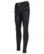 Devil Fashion Black Gothic Punk Skull Studded Skinny Zip-Up Pants for Women