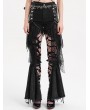 Devil Fashion Black Gothic Punk Spider Web Chain Denim Hot Pants for Women