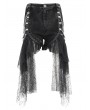 Devil Fashion Black Gothic Punk Spider Web Chain Denim Hot Pants for Women