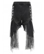 Devil Fashion Black Gothic Punk Spider Web Chain Denim Hot Pants for Women