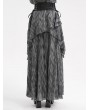 Devil Fashion Grey Gothic Irregular Ruffle Flowy High Waist Maxi Skirt