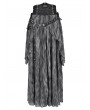 Devil Fashion Grey Gothic Irregular Ruffle Flowy High Waist Maxi Skirt