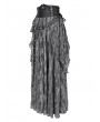 Devil Fashion Grey Gothic Irregular Ruffle Flowy High Waist Maxi Skirt