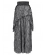 Devil Fashion Grey Gothic Irregular Ruffle Flowy High Waist Maxi Skirt