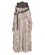 Devil Fashion Brown Gothic Steampunk Irregular Ruffle Flowy High Waist Maxi Skirt