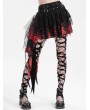 Devil Fashion Black and Red Gothic Punk Mesh Splicing Pleated Mini Skirt