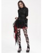 Devil Fashion Black and Red Gothic Punk Mesh Splicing Pleated Mini Skirt