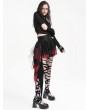 Devil Fashion Black and Red Gothic Punk Mesh Splicing Pleated Mini Skirt