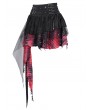 Devil Fashion Black and Red Gothic Punk Mesh Splicing Pleated Mini Skirt