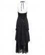 Devil Fashion Black Gothic Sexy Hollow Out Halter Layered Maxi Dress