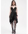 Devil Fashion Black Gothic Punk Sexy V-Neck Irregular Short Dress