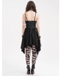 Devil Fashion Black Gothic Punk Sexy V-Neck Irregular Short Dress