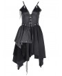 Devil Fashion Black Gothic Punk Sexy V-Neck Irregular Short Dress