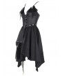 Devil Fashion Black Gothic Punk Sexy V-Neck Irregular Short Dress