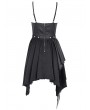 Devil Fashion Black Gothic Punk Sexy V-Neck Irregular Short Dress