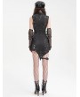 Devil Fashion Black Gothic Printed Punk Asymmetric Sleeveless Cheongsam Dress