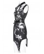 Devil Fashion Black Gothic Printed Punk Asymmetric Sleeveless Cheongsam Dress