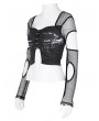 Black Gothic Punk Cut Out Fishnet Sleeve Crop Top for Women