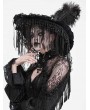 Eva Lady Black Vintage Gothic Victorian Beaded Tassel Feather Hat for Women