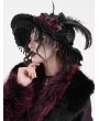 Eva Lady Black Vintage Gothic Victorian Beaded Fringe Trim Feather Hat for Women