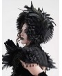 Eva Lady Black Gothic Lace Trim Rose Feather Party Bonnet Headband