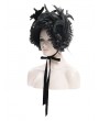 Eva Lady Black Gothic Lace Trim Rose Feather Party Bonnet Headband