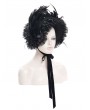 Eva Lady Black Gothic Lace Trim Rose Feather Party Bonnet Headband