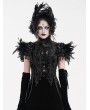 Eva Lady Black Vintage Gothic Tassels Feather Trim Short Cape for Women