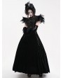 Eva Lady Black Vintage Gothic Tassels Feather Trim Short Cape for Women