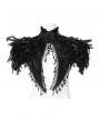 Eva Lady Black Vintage Gothic Tassels Feather Trim Short Cape for Women