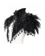 Eva Lady Black Vintage Gothic Tassels Feather Trim Short Cape for Women