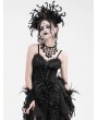 Eva Lady Black Gothic Ruffle Lace-Up Irregular Hem Strap Overbust Corset Top for Women