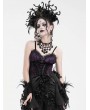 Eva Lady Black and Purple Gothic Ruffle Irregular Hem Strap Overbust Corset Top for Women