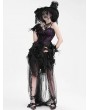 Eva Lady Black and Purple Gothic Ruffle Irregular Hem Strap Overbust Corset Top for Women