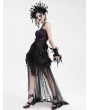 Eva Lady Black and Purple Gothic Ruffle Irregular Hem Strap Overbust Corset Top for Women