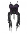 Eva Lady Black and Purple Gothic Ruffle Irregular Hem Strap Overbust Corset Top for Women