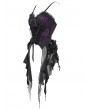 Eva Lady Black and Purple Gothic Ruffle Irregular Hem Strap Overbust Corset Top for Women