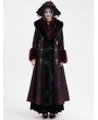 Eva Lady Black and Red Vintage Gothic Lapel Faux Fur Winter Warm Long Coat for Women