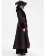 Eva Lady Black and Red Vintage Gothic Lapel Faux Fur Winter Warm Long Coat for Women