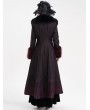 Eva Lady Black and Red Vintage Gothic Lapel Faux Fur Winter Warm Long Coat for Women