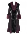 Eva Lady Black and Red Vintage Gothic Lapel Faux Fur Winter Warm Long Coat for Women